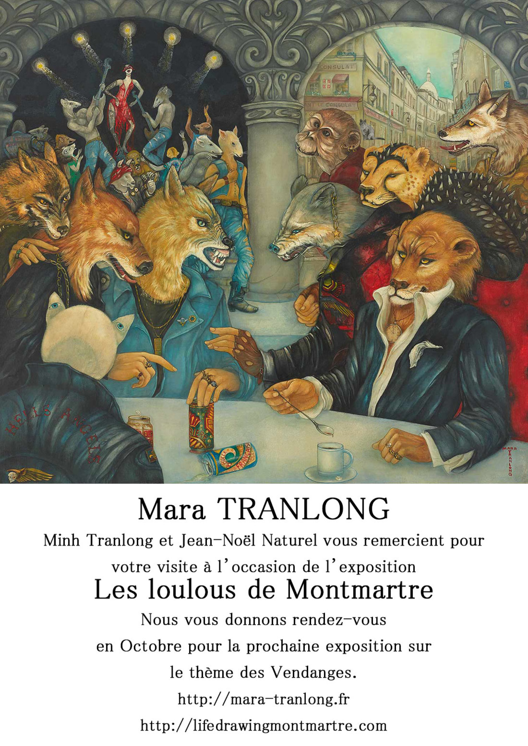 Mara Tranlong vous remercie pour votre visite à l'occasion de son exposition "Les Loulous de Montmartre"