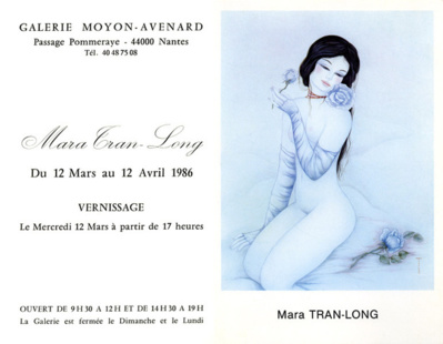 Mara Tranlong - Carton du vernissage à la Galerie Moyon -  Avenard  à Nantes en 1986