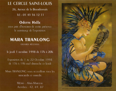 Exposition de la femme artiste peintre Mara Tranlong au Cercle Saint-Louis le 1er Octobre 1998