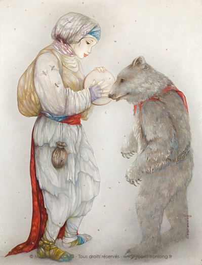 Mara Tranlong - La danse de l'ours - Peinture acrylique sur bois - 85 x 65 cm - 2002