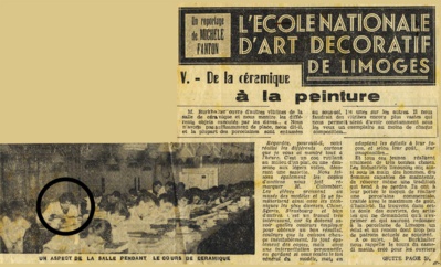 Marinette Vedry à l'École d'Art décoratif de Limoges