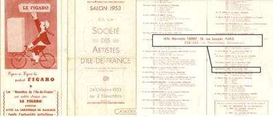 Exposition des oeuvres de Marinette Vedry Paris -1953