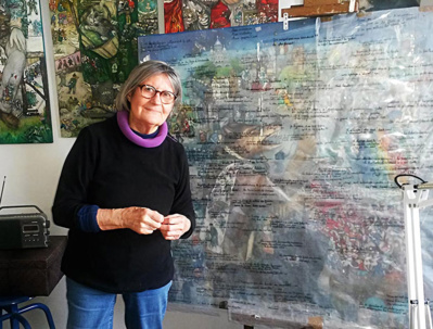 Mara Tranlong devant "Tumulte à Copenhague" en hommage à Céline Mara Tranlong devant "Tumulte à Copenhague" en hommage à Céline