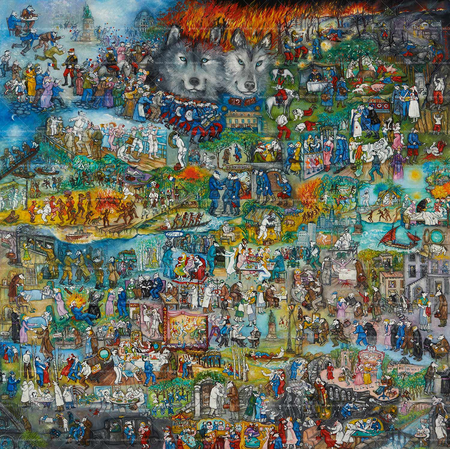 Mara Tranlong - Collection "Mon hommage à Céline" - Titre : "Marche ou crève" - Acrylique sur bois 110 cm x 110 cm - Année 2014 Mara Tranlong - Collection "Mon hommage à Céline" - Titre : "Marche ou crève" - Acrylique sur bois 110 cm x 110 cm - Année 2014