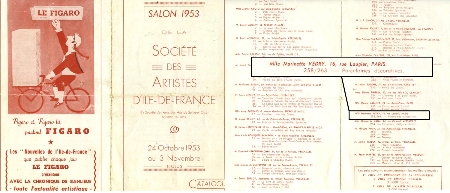Exposition des oeuvres de Marinette Vedry Paris -1953