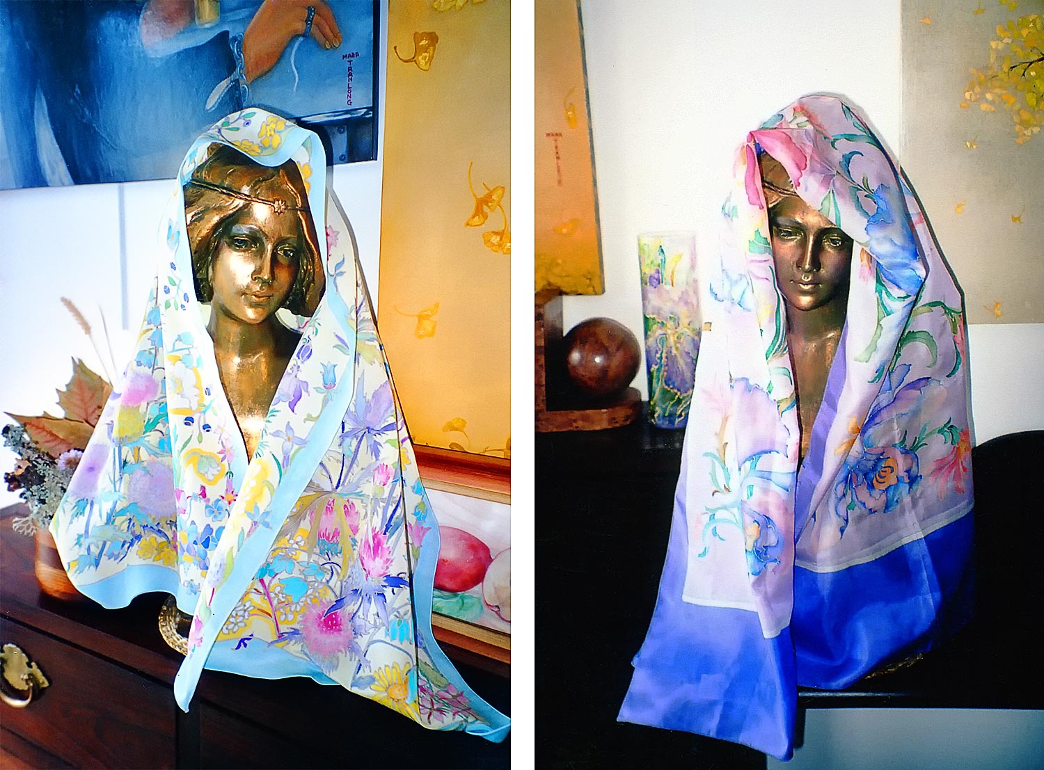 Mara Tranlong - Foulards peints - Gutta et étuvage Mara Tranlong - Foulards peints - Gutta et étuvage