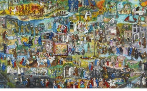 Mara Tranlong - Collection "Mon hommage à Céline" - Titre : "Marche ou crève" - Acrylique sur bois 110 cm x 110 cm - Année 2014